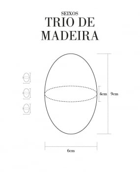 Trio de Seixos de Madeira